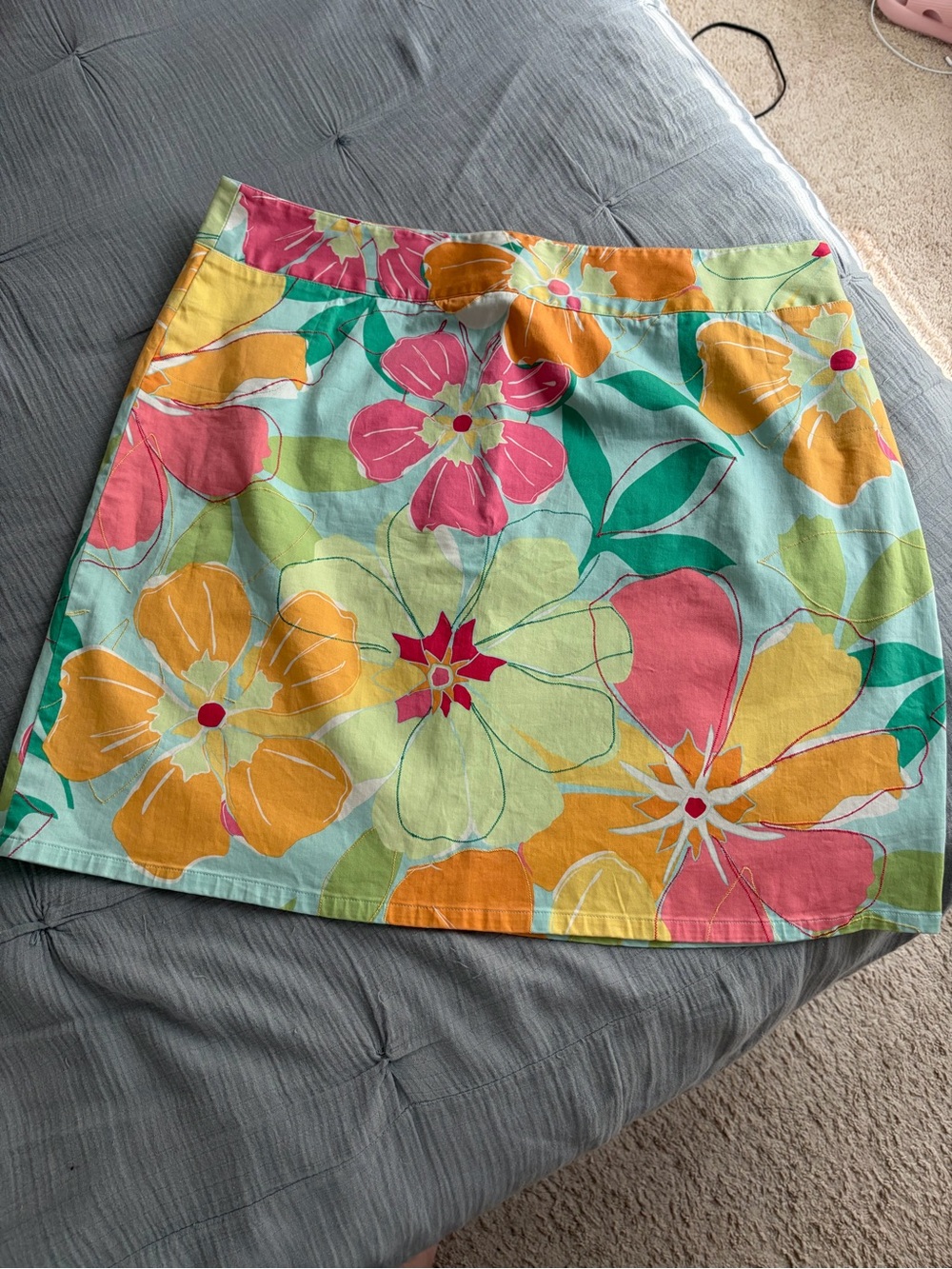 Talbots Floral Mini Skirt in Aqua, Pink and Yellow